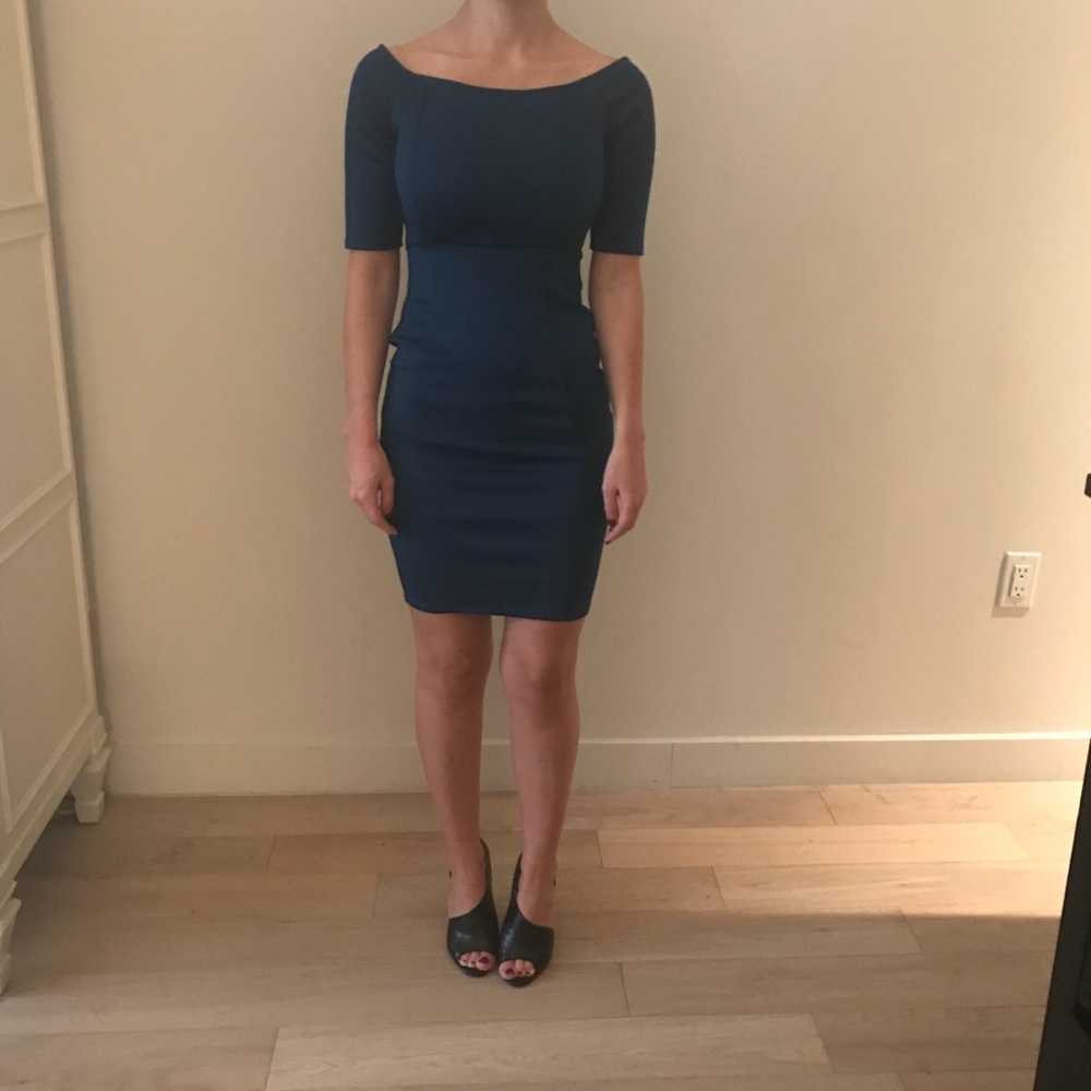 Jewel-Toned Blue Fitted Dress